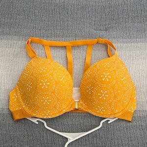 Cacique - Racerback Floral Boho Abstract Yellow Lace Women's Bra